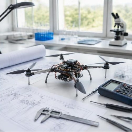 Electric drone research in a laboratory